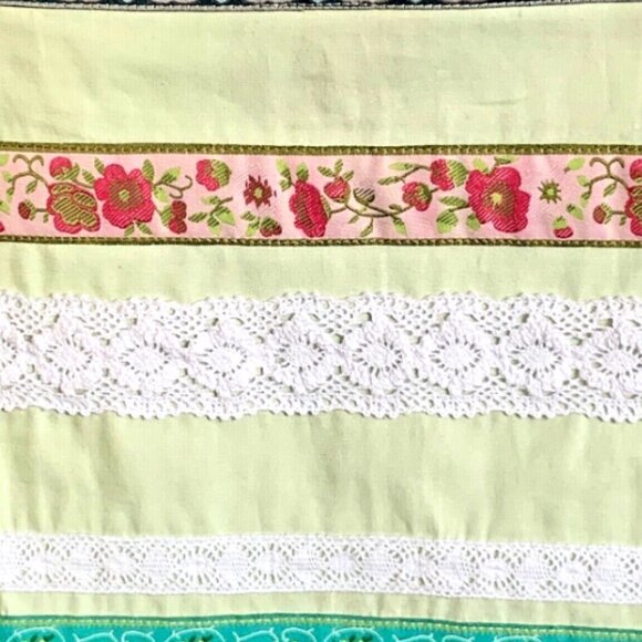 Garnet Hill BOHO 90s Y2K Multicolor Pencil Skirt Lace & Ribbon Sz 8 #207B - Picture 6 of 10